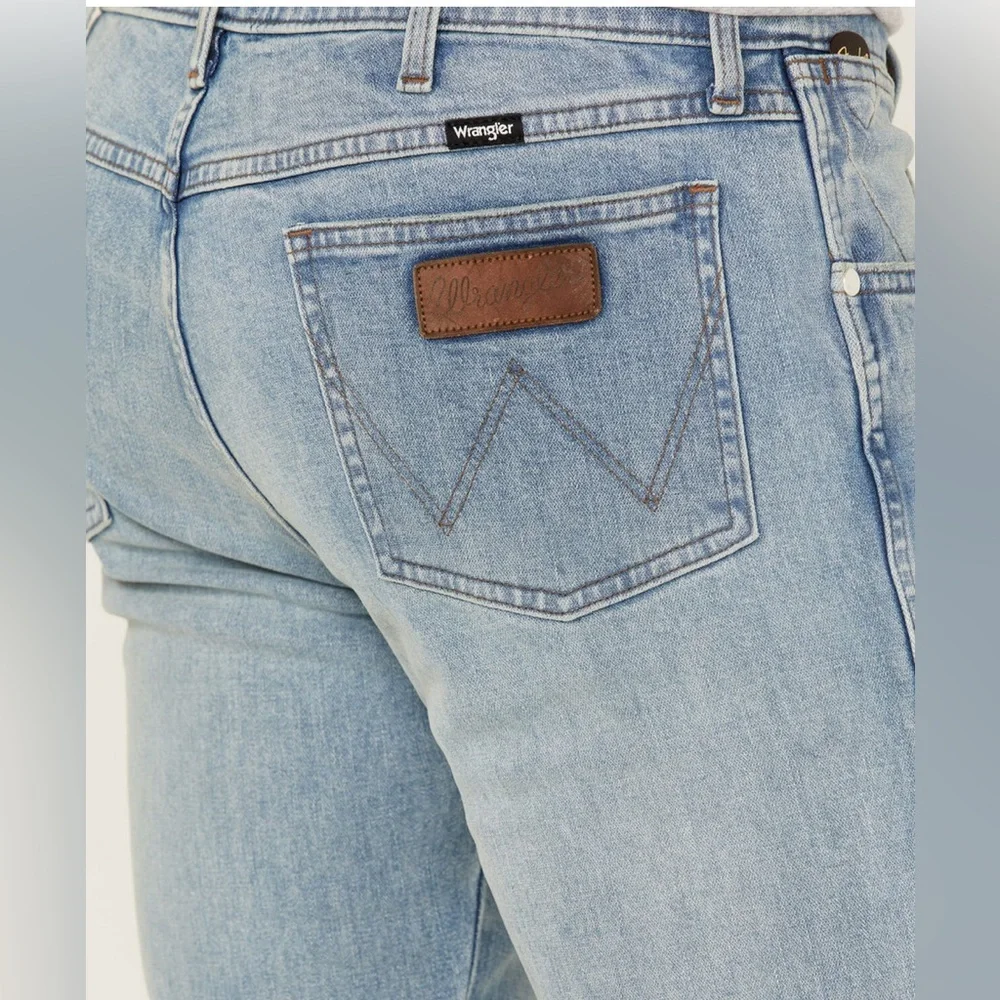 Wrangler Sky Blue Distressed Straight Jeans - Picture 2 of 13